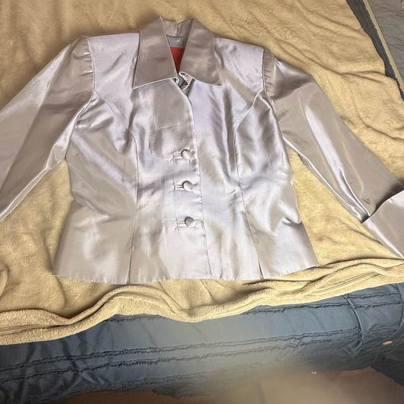 JS Collections Dove Gray Mother of the Bride Jacket (12) Skirt (14) Set Acetate - Picture 8 of 11